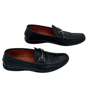 Peter Millar Mens Black Crocodile Embossed Leather Driving Loafers Size 8M